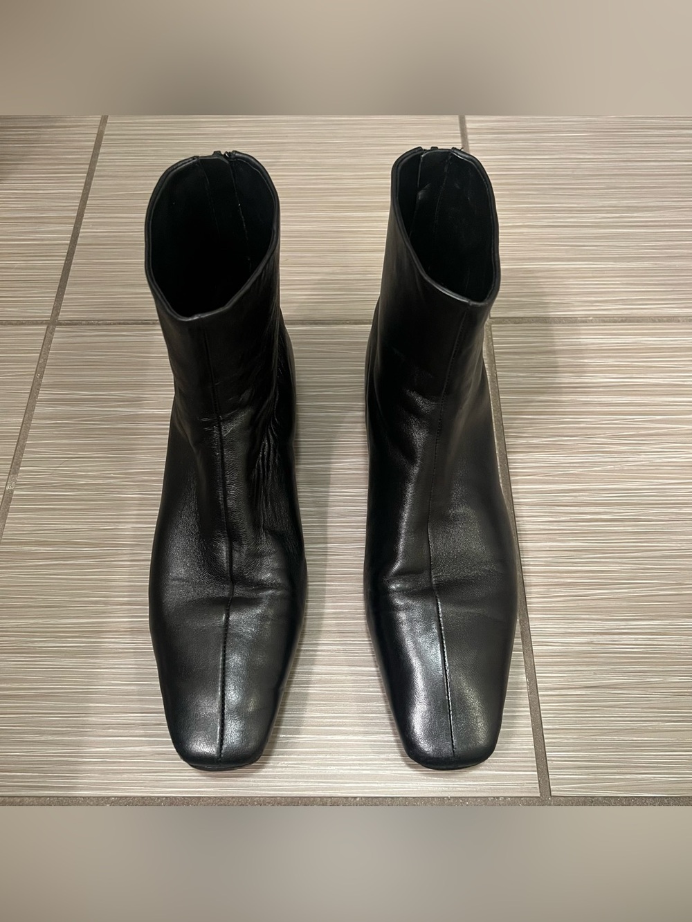Vince Ness Women's Black Leather Boots Size 6.5 square toe - Picture 4 of 10
